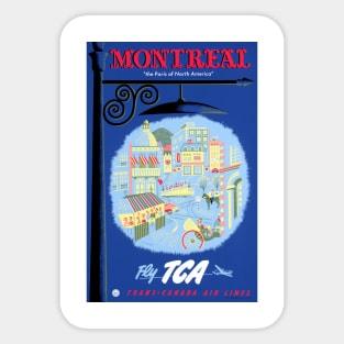 Vintage Travel Poster Montreal Fly TCA Canada Sticker